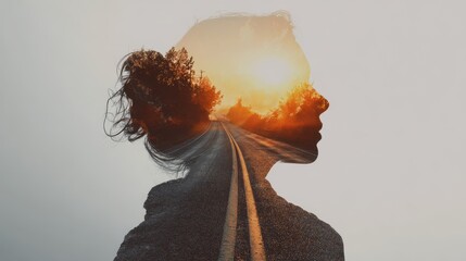 Empowered Journey: A Strong Woman's Path to Freedom and Success Through Double Exposure