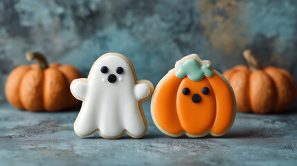 ハロウィン気分満載のおばけとパンプキンのアイシングクッキー © yapiko