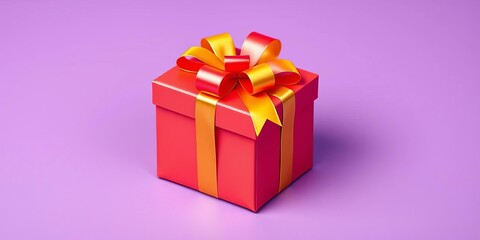 Obraz premium Vibrant gift box with colorful bow on bold background, perfect for celebrations, wrapped, present