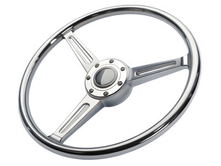 Fototapeta premium Classic chrome steering wheel from a vintage car