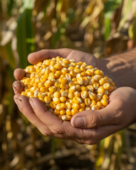 Hands Holding Golden Corn Kernels