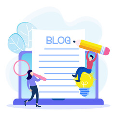 Illustration vector graphic cartoon character of blogging