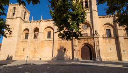 Facade of a historic church in sunlight