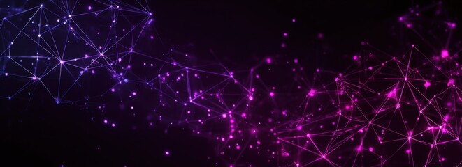 Abstract network graphic with purple and magenta lines and points