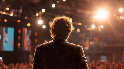 Obraz premium startup demo day keynote stage bright lights