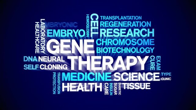 Gene Therapy animated word cloud-text design animation tag kinetic typography seamless loop.