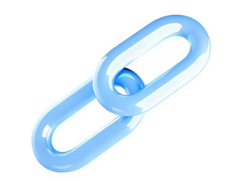 Abstract blue translucent chain link on black background