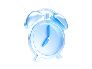 Retro alarm clock with glowing blue hands on a black background