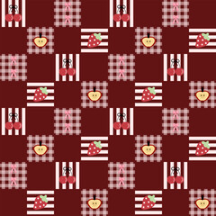 seamless pattern with  apple cherry strawberry and bow , fabric pattern, gift wrapping paper , pillowcase,blanket pattern 
