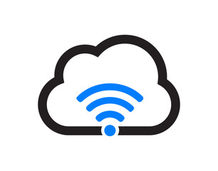 Black and blue cloud technology icon