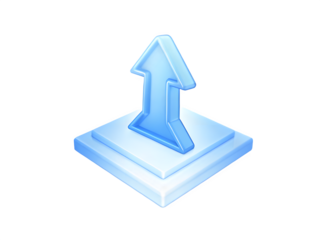 Glowing blue arrow emerging from a square platform