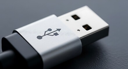 USB connector ready for data transfer, perfect for tech businesses, creative projects, and modern digital concepts, offering seamless connectivity