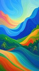 Colorful abstract mountain landscape