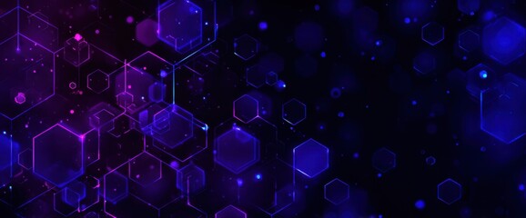 Abstract digital hexagons in vibrant purple and blue