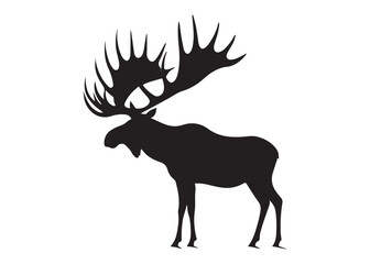 elk moose logo silhouette vector, elk deer moose  vector silhouette illustration, wild animal vector of a elk moose silhouette, bull elk moose logo silhouette vector on white background. 