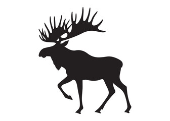 elk moose logo silhouette vector, elk deer moose  vector silhouette illustration, wild animal vector of a elk moose silhouette, bull elk moose logo silhouette vector on white background. 