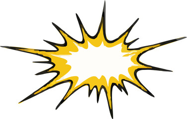 Dynamic comic book style explosion burst with a blank white center, perfect for pop art designs and graphic effects