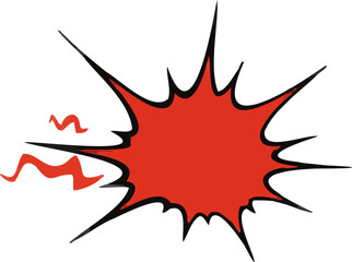 Vibrant red comic book style explosion or starburst graphic. An isolated vector illustration of a pop art splash symbol for emphasis, impact, and sales announcements