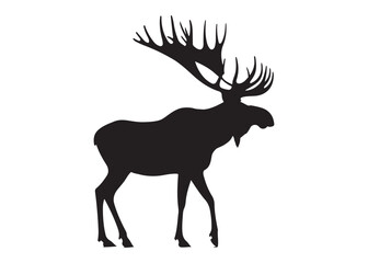 elk moose logo silhouette vector, elk deer moose  vector silhouette illustration, wild animal vector of a elk moose silhouette, bull elk moose logo silhouette vector on white background. 