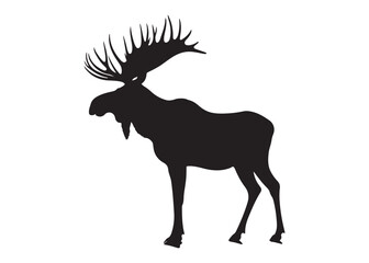 elk moose logo silhouette vector, elk deer moose  vector silhouette illustration, wild animal vector of a elk moose silhouette, bull elk moose logo silhouette vector on white background. 