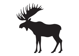 elk moose logo silhouette vector, elk deer moose  vector silhouette illustration, wild animal vector of a elk moose silhouette, bull elk moose logo silhouette vector on white background. 
