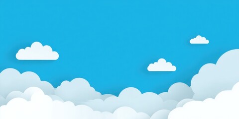 Paper-cut style clouds against a vibrant blue sky (1)