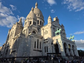 Tourists Visiting the Famous Sacr&eacute;-C&oelig;ur Basilica in Paris, France