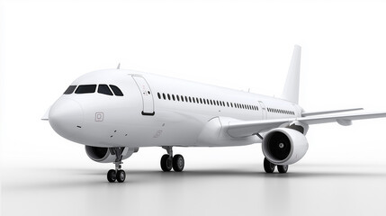 Obraz premium Large white passenger aircraft parked on runway with engines visible. 