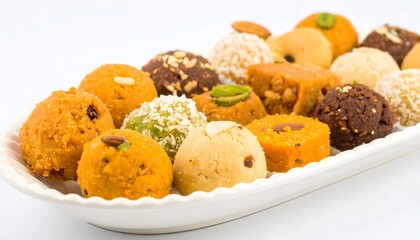 Colorful assortment of Indian sweets
