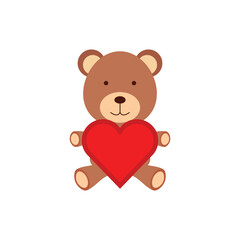 Adorable Teddy Bear with Red Heart &ndash; Cute Love and Valentine&rsquo;s Day Illustration