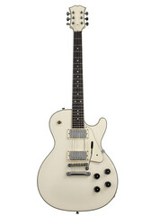 Naklejka premium Pearl White Electric Guitar, isolated on white or transparent background. PNG