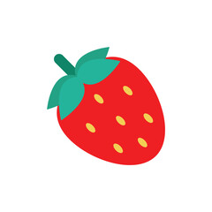 Fresh Red Strawberry Icon – Sweet Fruit Illustration with Green Leaves