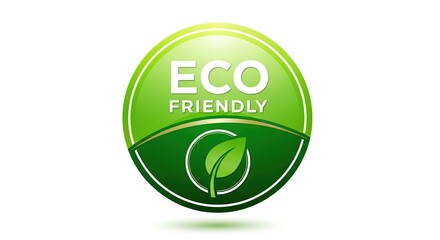 Eco Friendly Green Circular Badge with Leaf Icon and Eco Friendly Text for Sustainable Products