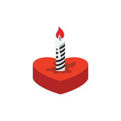 Heart Shaped Candle with Flame – Romantic Light and Valentine’s Day Love Symbol