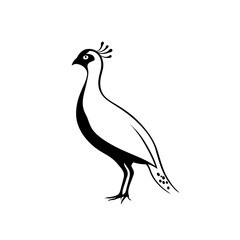 guinea fowl. guinea fowl simple black and white line art vector logo