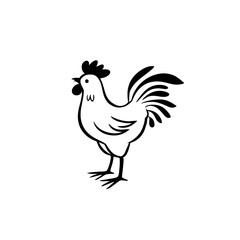 chicken. chicken simple black and white line art vector logo