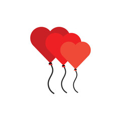 Red Heart Shaped Balloons – Love, Celebration, and Valentine’s Day Vector Illustration