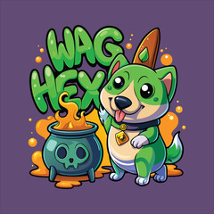 Fototapeta premium Wag Hex Green Dog with Potion
