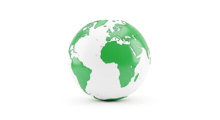Green and White Globe Earth Model Representing Environment and Sustainability for Eco and Climate Concepts