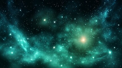 Obraz premium Fantasy cosmic sky digital art – Mystical Cosmic Nebula with Glowing Star in Deep Space