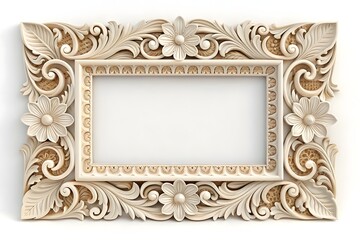 Ornate beige picture frame