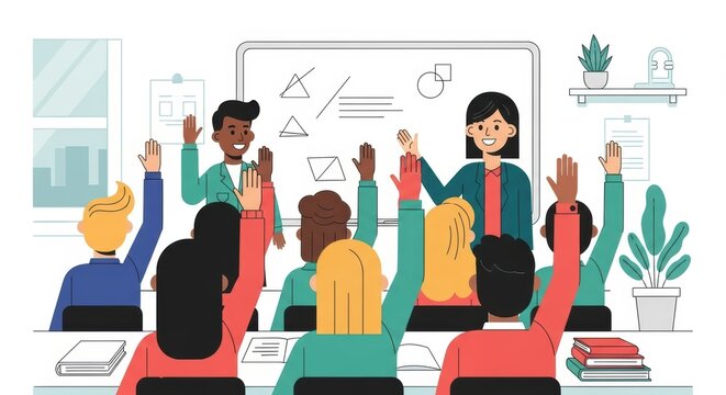 Diverse Students Actively Participating in Class.