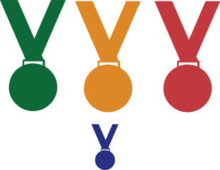 Colorful Medal Icons Vector Illustration