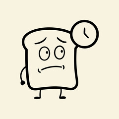 Obraz premium bored toast slice clock hand drawing illustration