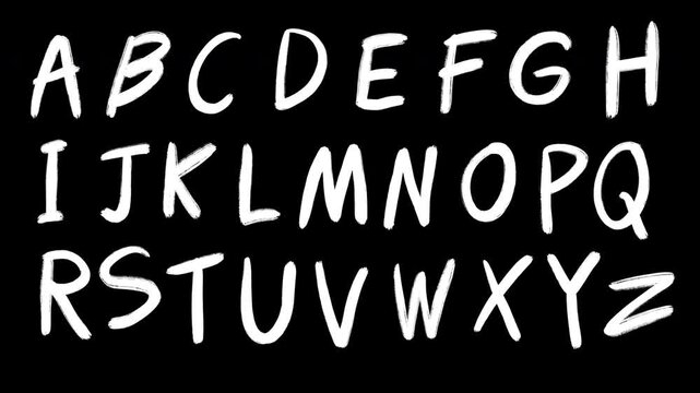 Set 3 of Handdrawn Wiggle Alphabet Brush stroke paint, street graffiti sketchy animation, jittery letters A&ndash;Z on transparent background, looped, boiling, alpha channel