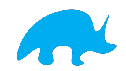 Vibrant blue abstract dinosaur shape with playful curves, perfect for kids' designs and educational materials.