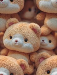 Adorable plush toy display indoor marketplace close-up photography cozy atmosphere unique background seamless tile concept