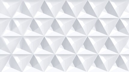 Obraz premium A modern wall adorned with white geometric panels arranged in a triangular pattern creates a stylish atmosphere in an indoor space. The design adds texture and interest.