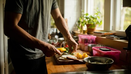 Intimate culinary moment in sunlit kitchen for home cooking inspiration