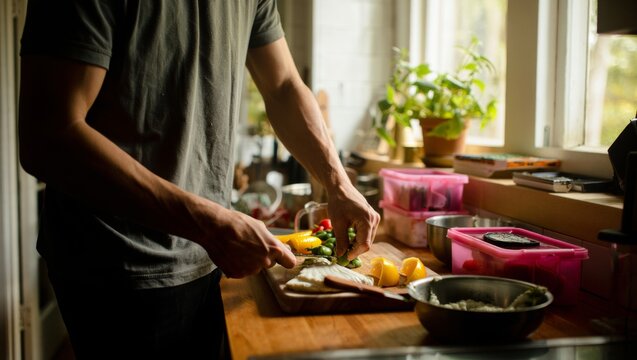 Intimate culinary moment in sunlit kitchen for home cooking inspiration
